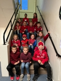 photo of students dressed in red for Red Ribbon Week